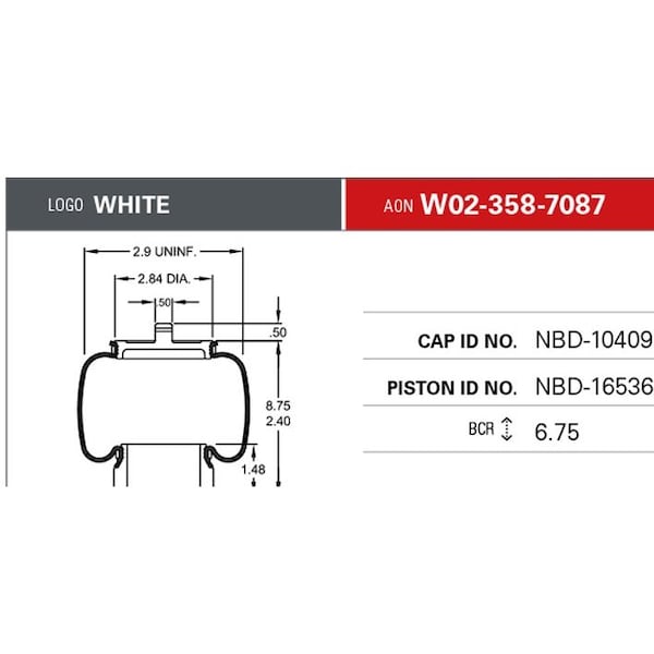 Firestone Air Spring, Cab Suspension, Sleeve Style W023587087 - main